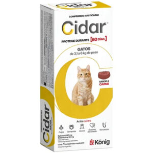 Pastilla Cidar Antipulgas Externa Gato 3,1 A 6 Kg