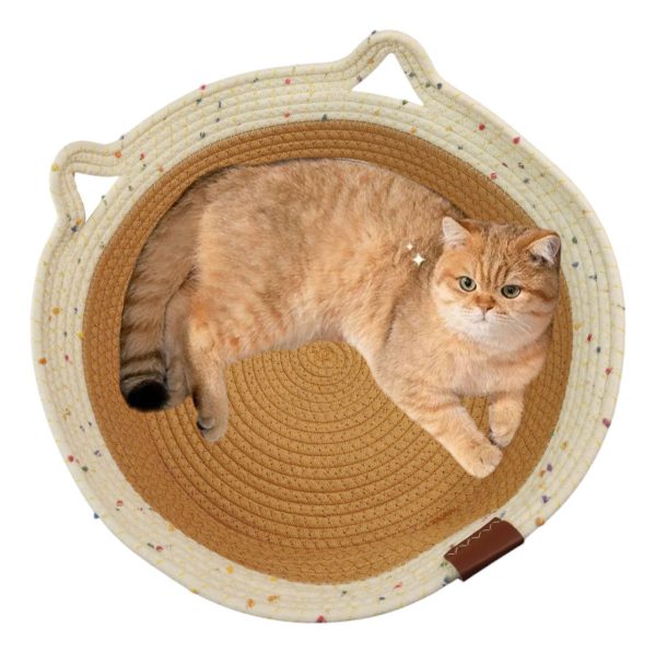 Cama Cesto Tejido Gato Marrón Chica - Imagen 4