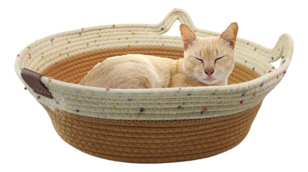 Cama Cesto Tejido Gato Marrón Chica - Imagen 2