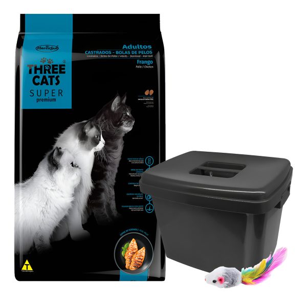 Three Cats Super Premium Gato Castrado Bola De Pelos 10 Kg