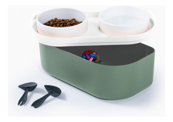 Comedero/ Bebedero Doble Cat Ear Verde Cargobox - Imagen 2