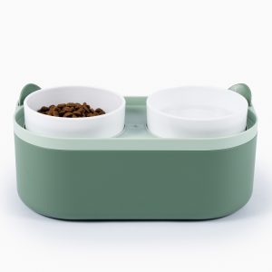 Comedero/ Bebedero Doble Cat Ear Verde Cargobox