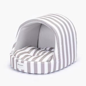 Cama Casita Pared Removible Franjas Gris