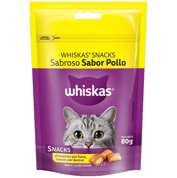 Snack Para Gatos Whiskas Sabor Pollo 80 Gr