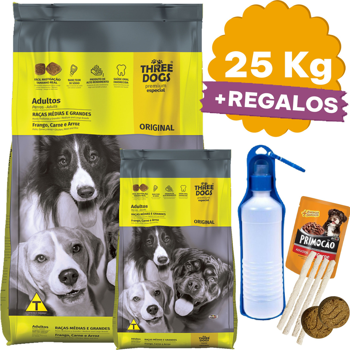 Alimento Perro Adulto Three Dogs Original 20 Kg + Regalo - Imagen 2