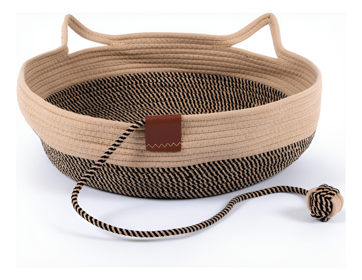 Cama Cesto Tejido Con Cuerda Beige Chica