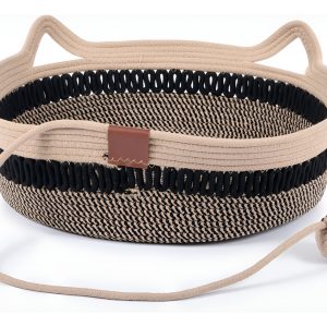 Cama Cesto Tejido Con Cuerda Negra Chica