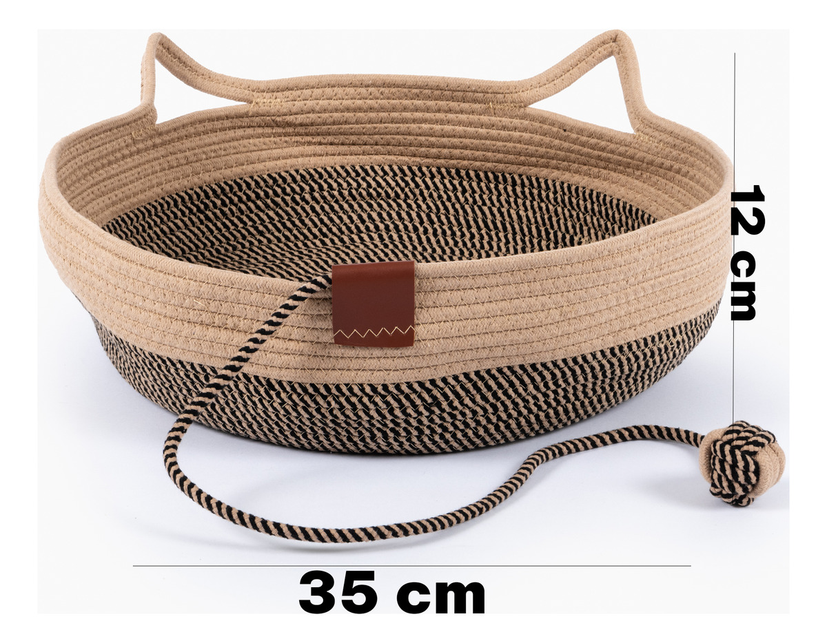 Cama Cesto Tejido Con Cuerda Beige Chica - Imagen 2