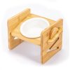 Comedero Ajustable Para Mascotas Bambú Y Ceramica