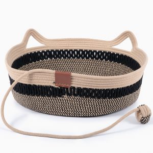 Cama Cesto Tejido Con Cuerda Negra Chica