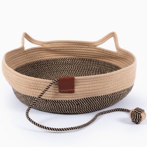 Cama Cesto Tejido Con Cuerda Beige Chica