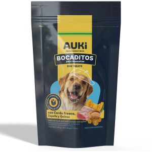 Snack Auki Bocaditos Para Perro Cerdo Zapallo Y Quinoa 500g