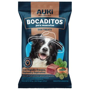 Snack Auki Bocaditos Para Perro Hígado Y Espinaca 100g