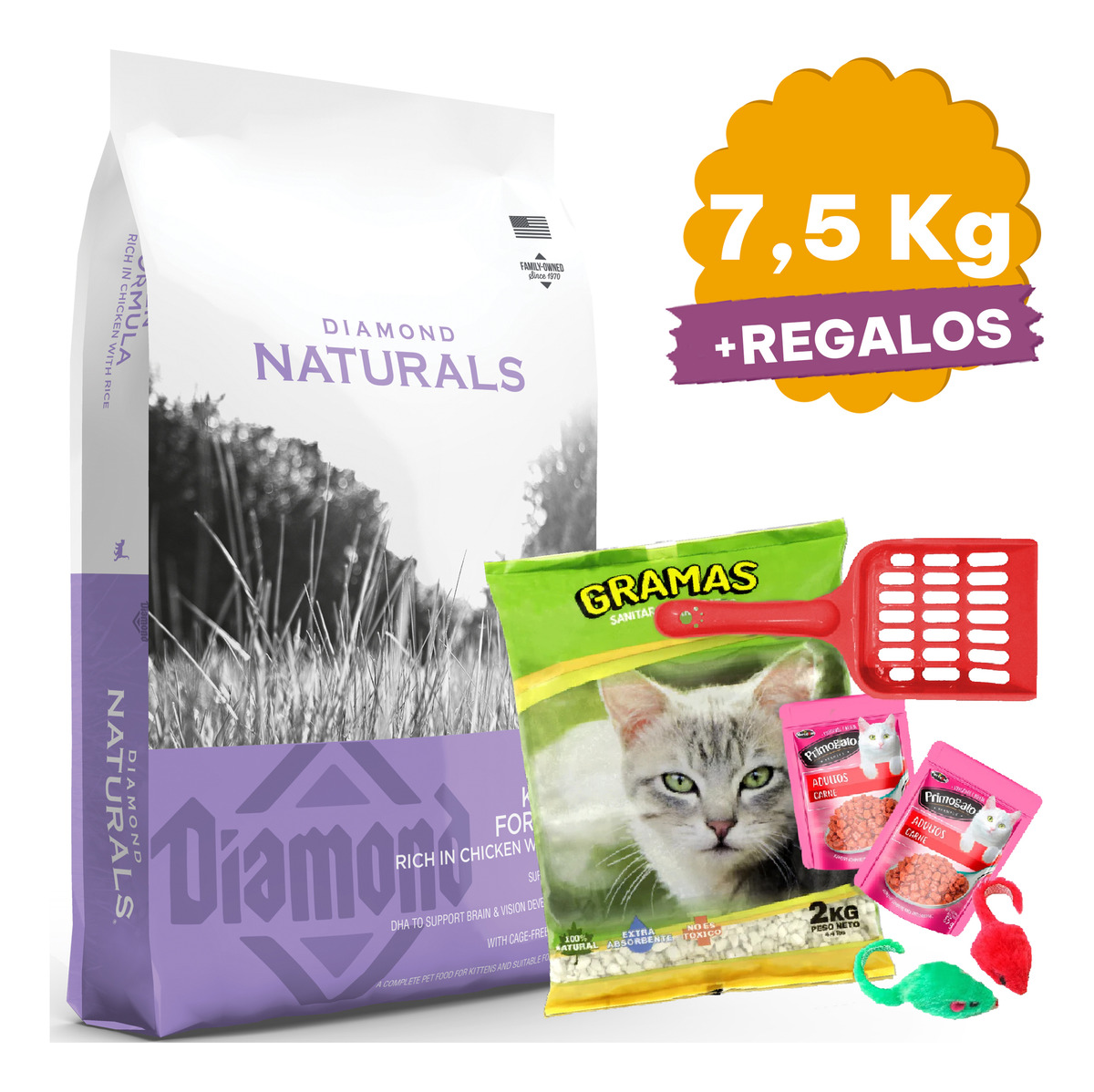Alimento Diamond Naturals Kitten Indoor Chicken Rice 7.5kg - Imagen 2