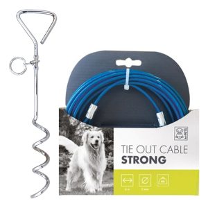 Estaca Cromada Perro Mascota + Linga De Acero 6 Metros