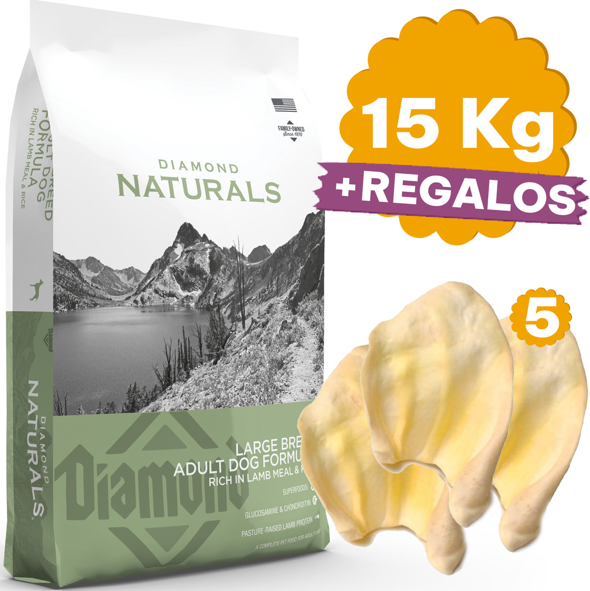 Comida Diamond Naturals Perro Adulto Large Breed Lamb 15 Kg - Imagen 2