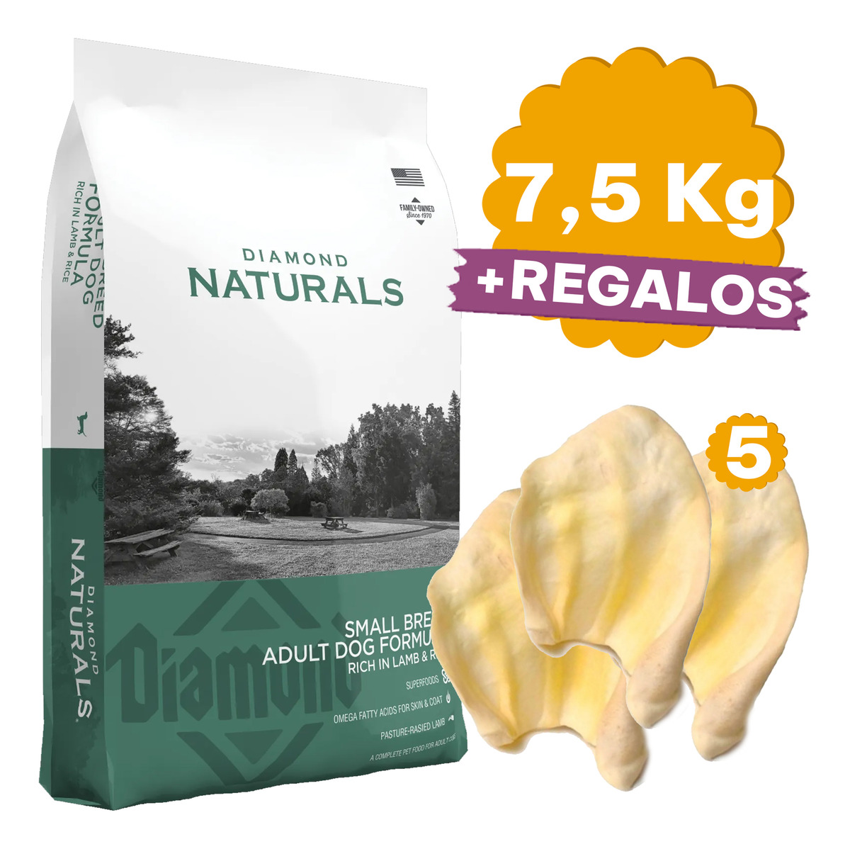 Alimento Diamond Naturals Adulto Cordero Raza Pequeña 7.5 Kg - Imagen 2