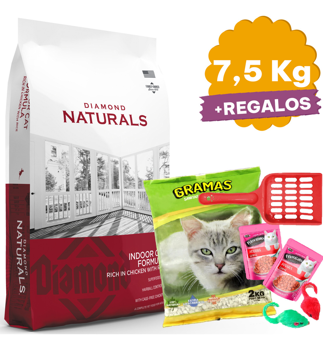 Alimento Diamond Naturals Gato Indoor Chicken 7,5 Kg - Imagen 2