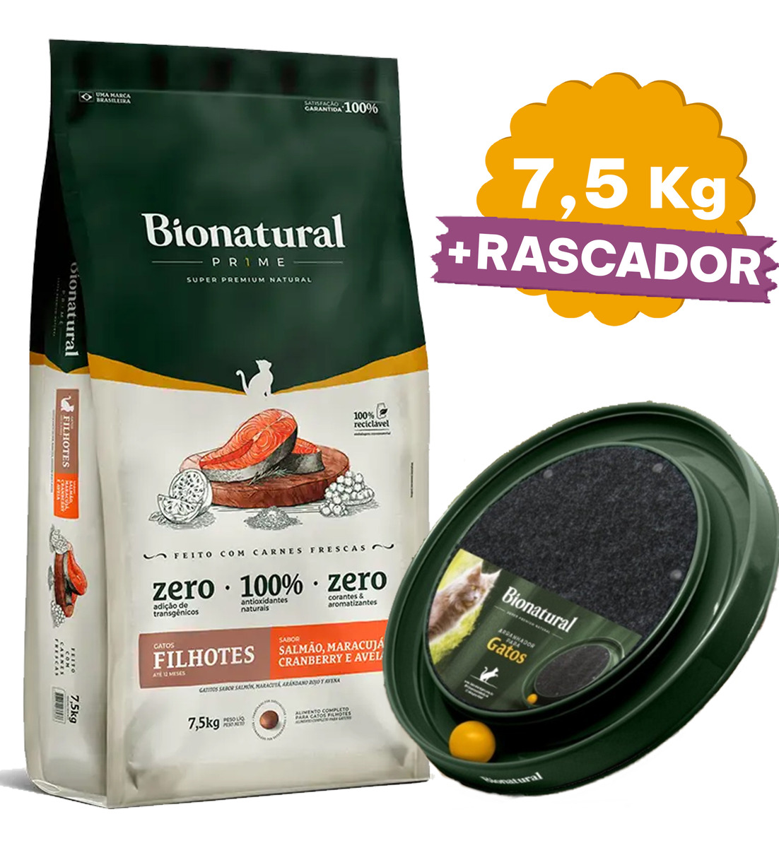 Alimento Bionatural Prime Gato Cachorro Kitten Salmon 7.5 Kg - Imagen 2