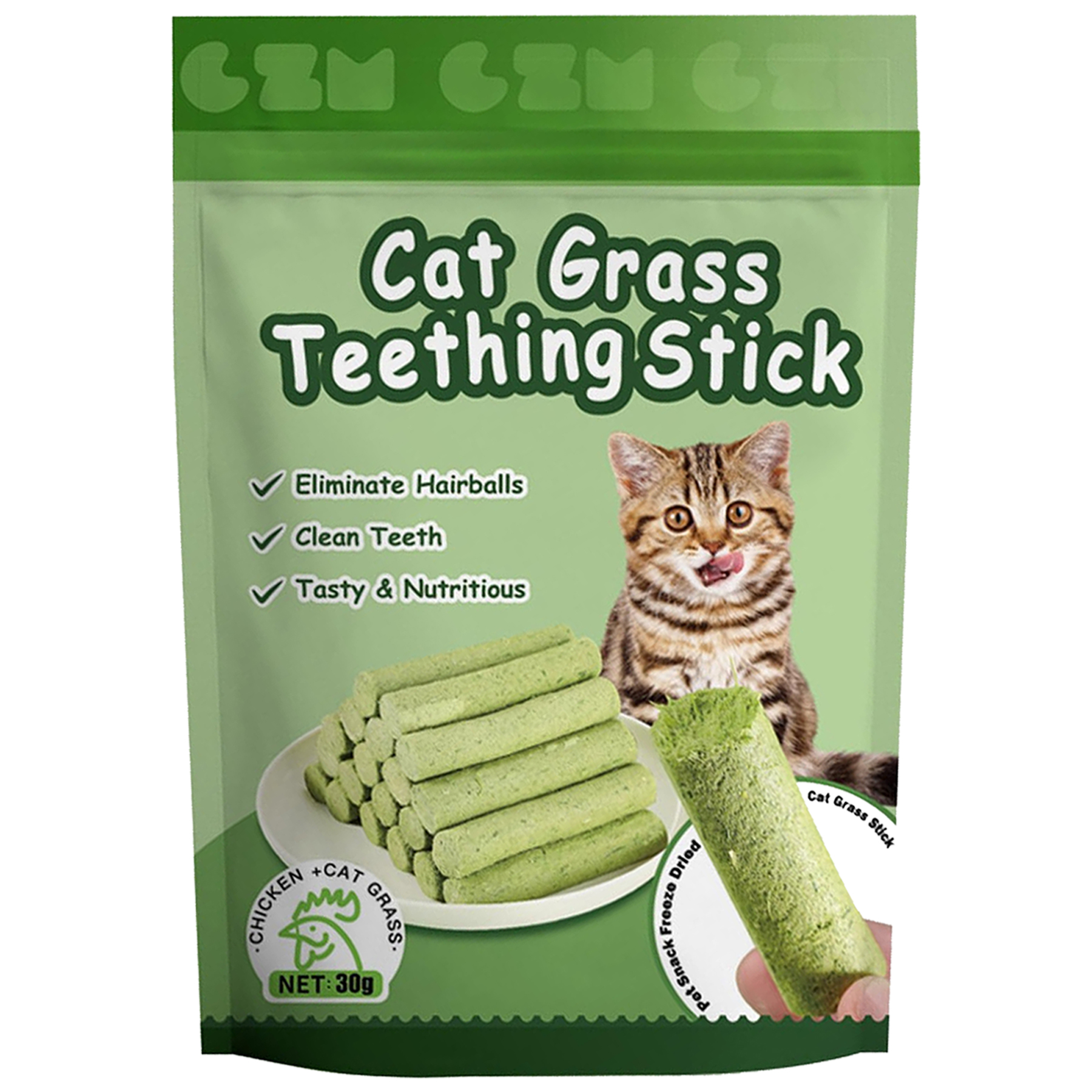 Snack Palitos Para Gato Grass Teething Stick Pollo 30 Gr