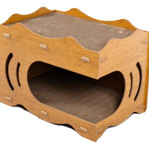 Rascador Casita De Madera 2 Niveles Techo Ondulado