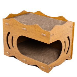 Rascador Casita De Madera 2 Niveles Techo Ondulado