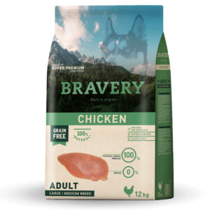 Bravery Adulto Raza Grande Y Mediana Sabor Pollo 12 Kg (BOLSA CON DETALLE)