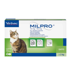 Milpro Desparasitante Interno Gato Adulto +2 Kg 4 Comp