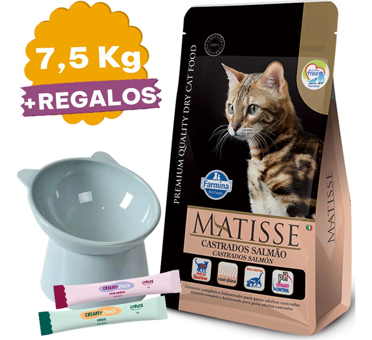 Alimento Matisse Gato Adulto Castrado Salmón 7,5 Kg + Obs - Imagen 2