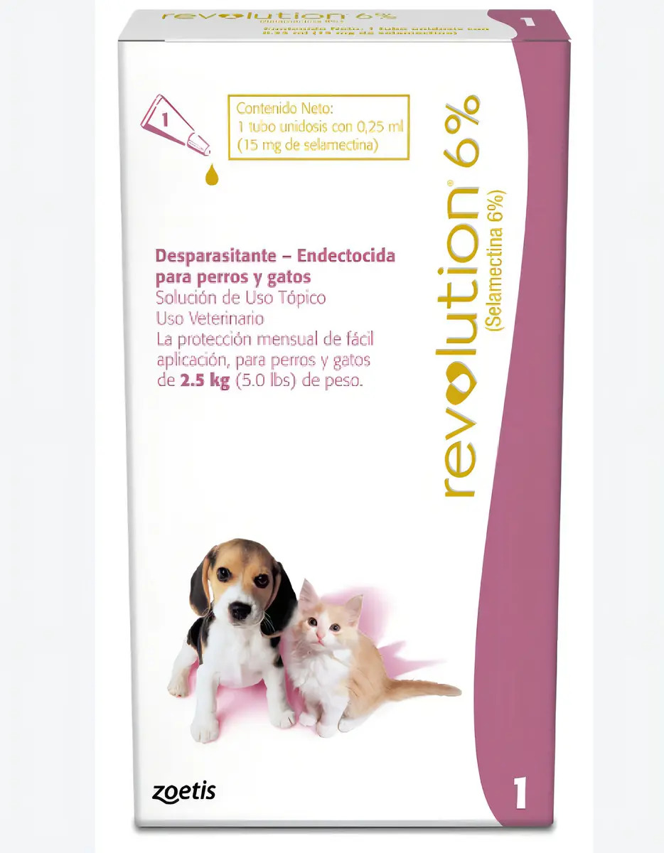 Revolution 6% Zoetis Desparasitante Gatos Perros Hasta 2.5kg