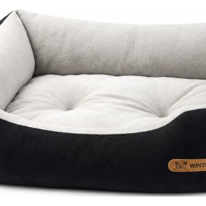 Cama Para Mascotas Cuadrada Chica Gris Con Negro 65*60*16 Cm