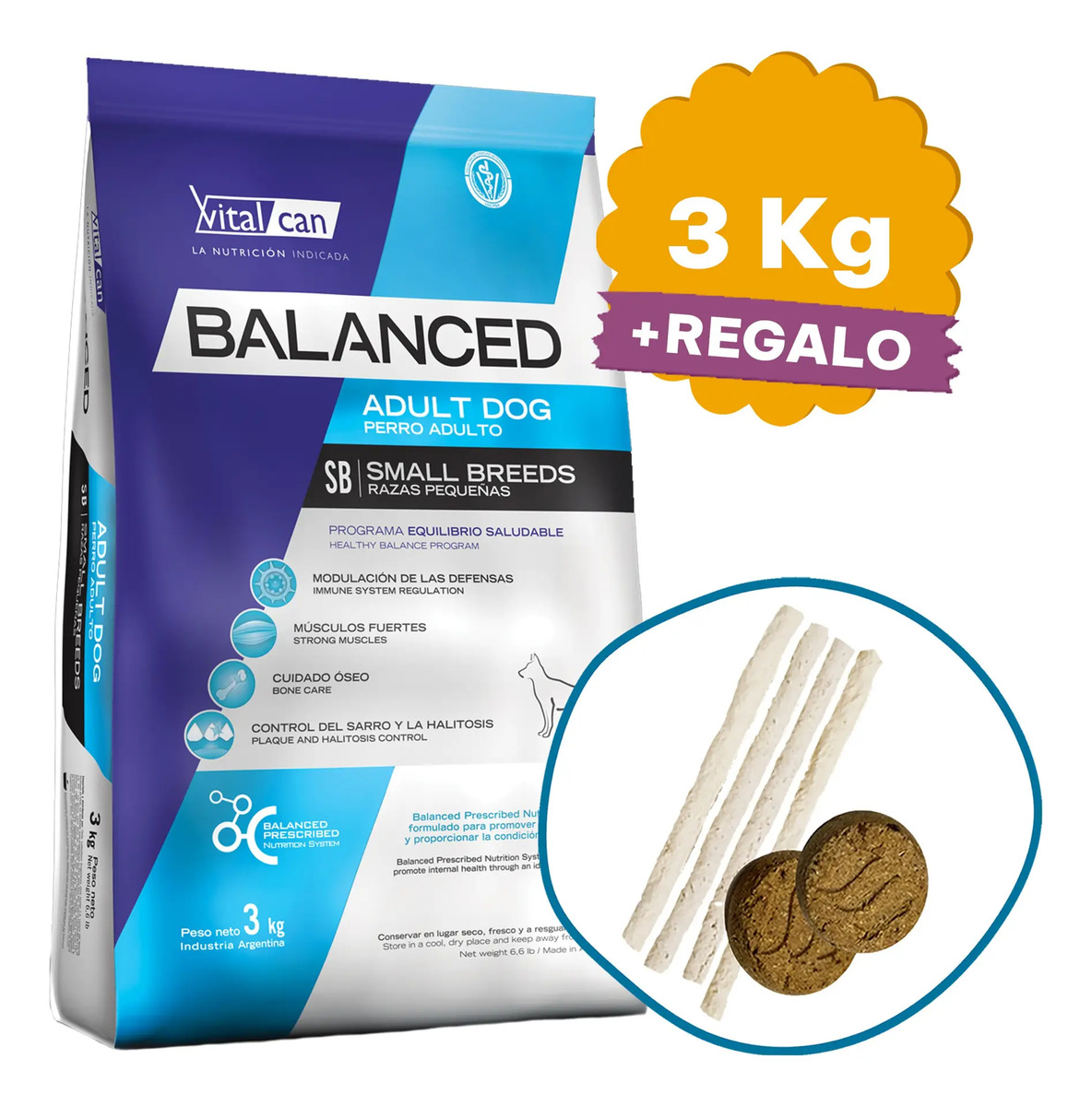 Alimento Vitalcan Balanced Adulto Raza Pequeña De 3 Kg
