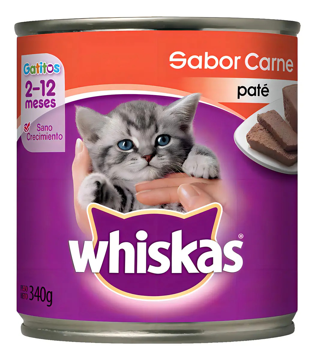 Alimento Whiskas Gato Cachorro Sabor Paté De Carne De 340 G