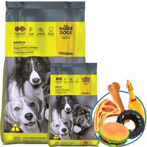 Three Dogs Original Perro Adulto Mediano y Grande 25 Kg (22 + 3)