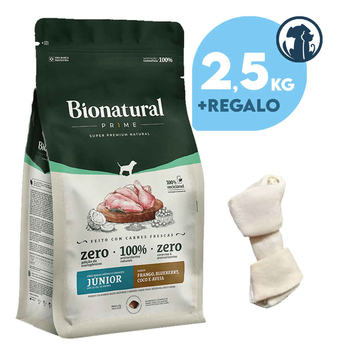 Alimento Bionatural Prime Cachorro Mediana Y Grande 2,5 Kg