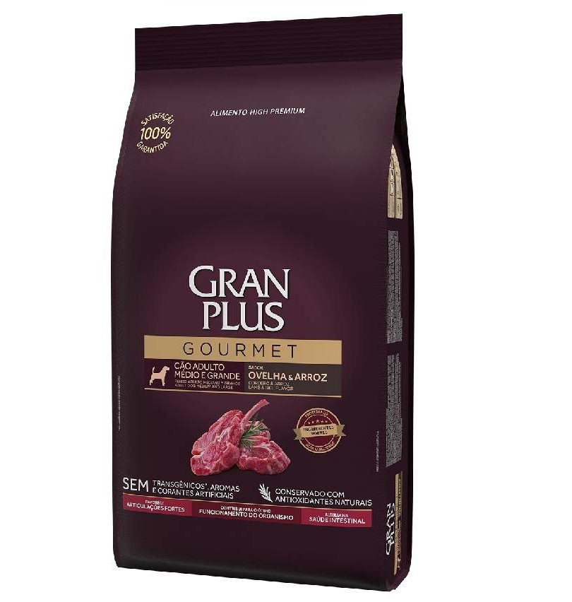 Gran Plus Gourmet Adulto Raza RM/RG Cordero y Arroz 3 Kg (BOLSA CON DETALLE)