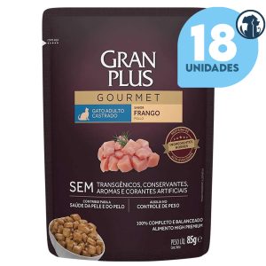 Pouch Gran Plus Gourmet Gato Castrado Sabor Pollo 100 gr x 18 Unid