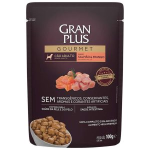 Pouch Gran Plus Gourmet Perro Adulto Sabor Pollo & Salmon 100 gr