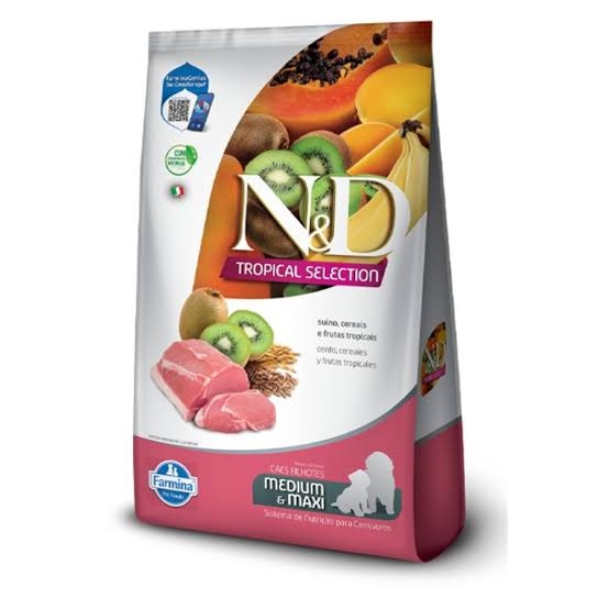 N&D Tropical Perro Cachorro Med Y Grande Cerdo 12 Kg (BOLSA CON DETALLE)