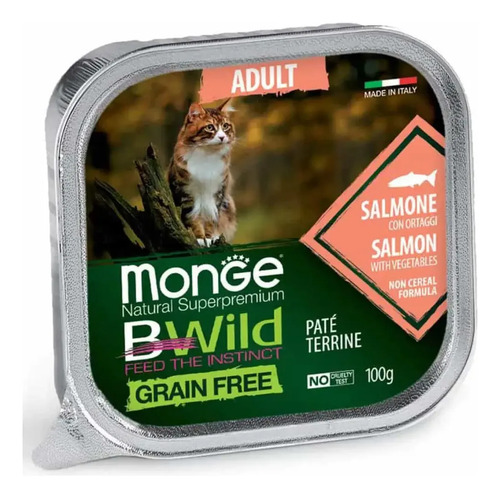 Pate Monge Bwild Gato Adulto Sabor Salmon Y Vegetales 100 Gr
